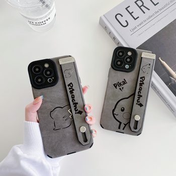 Cute Pikachu Wristband iPhone 14Pro Phone Case Fleece Apple 12Mini/xsmax Anti-Skin 11 Soft 8