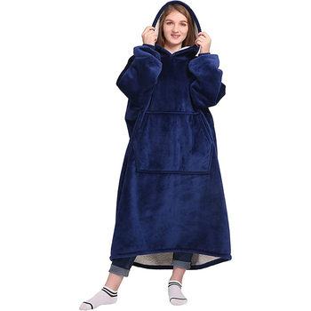 European and American Lazy TV Blanket New Extended Lazy Pullover TV Blanket Flannel Pajamas Hooded 120 Long
