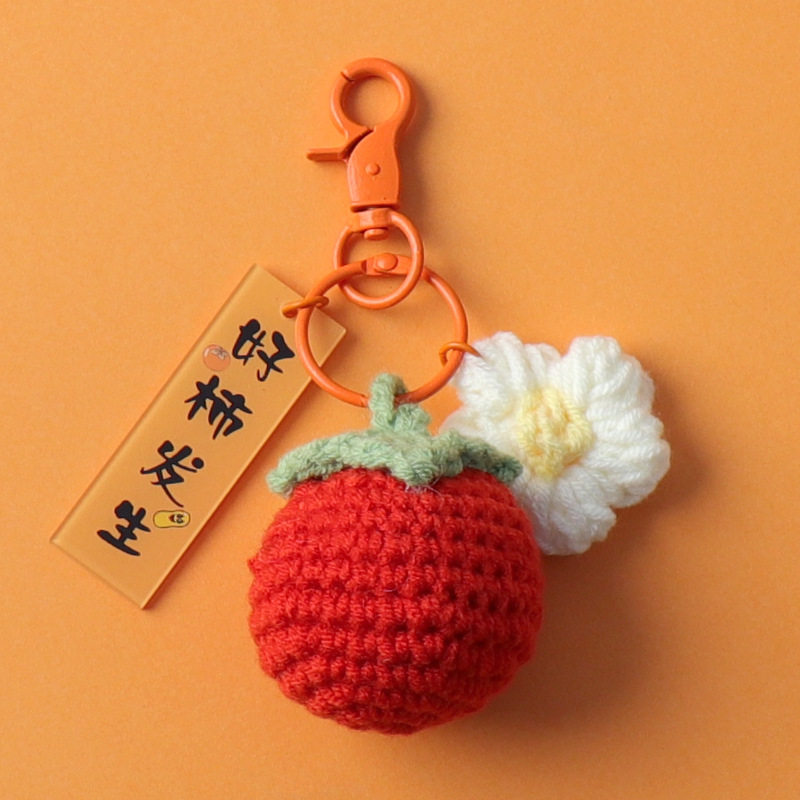 Good Things Happen Yarn Pendant Handmade Woven Keychain Peanut Persimmon Small Gift Bag Charm Good Luck