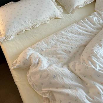 Category a Maternal and Infant Grade Cotton Double-Layer Gauze Four-Piece Set for 1.5m and 1.8m Beds, Including Bed Sheet, Fitted Sheet, and Duvet Cover, Dormitory Three-Piece Set