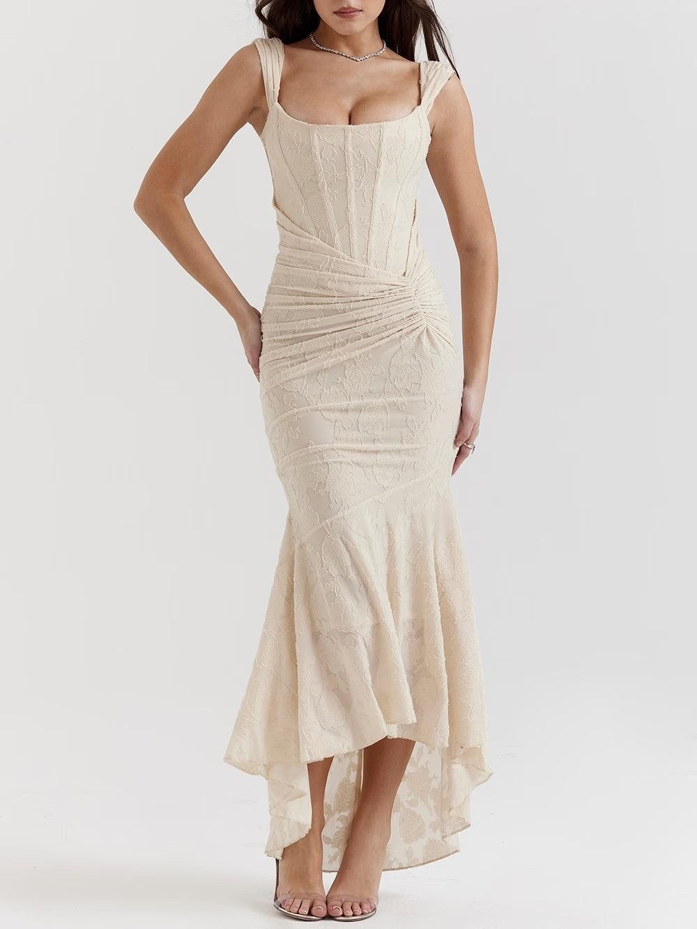 Sleeveless Bodycon Dress Solid Color Low Neckline Elegant Style Spring Summer Occasion Wholesale Available