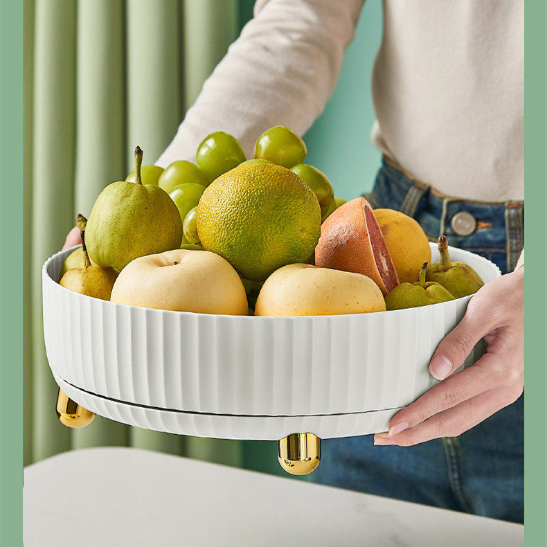 Rotating Seasoning Storage Rack Multifunctional Kitchen Desktop Storage Tray Round Fruit Tray Cosmetic Storage Box