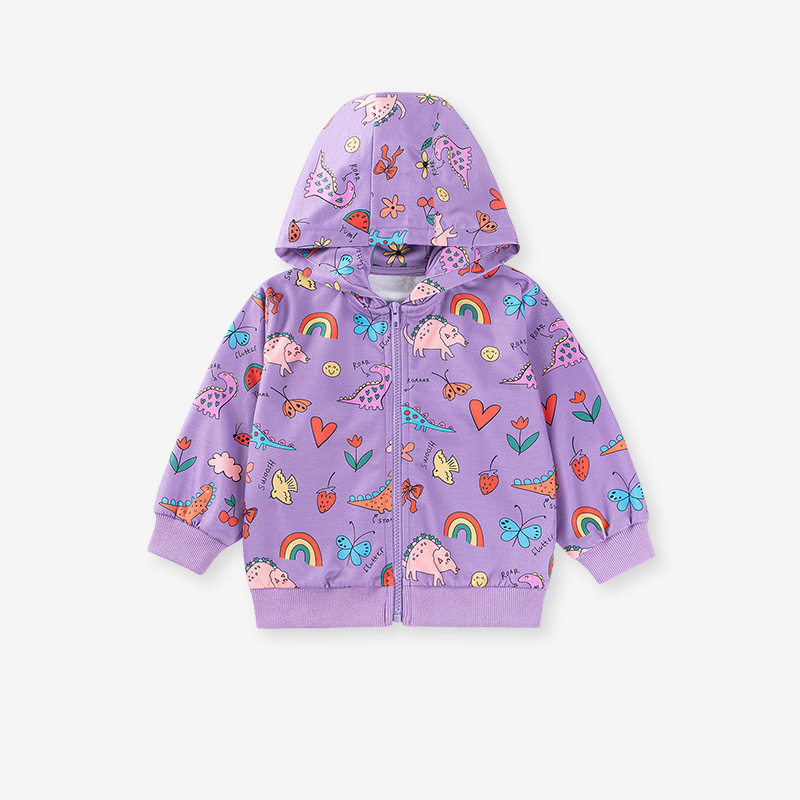 Girls' Hooded Cartoon Top, Autumn Long-Sleeve Jacket
