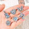 Denim Style Heart Butterfly Cross Violin Alloy Denim Pendant DIY Handmade Earrings Jewelry Accessories