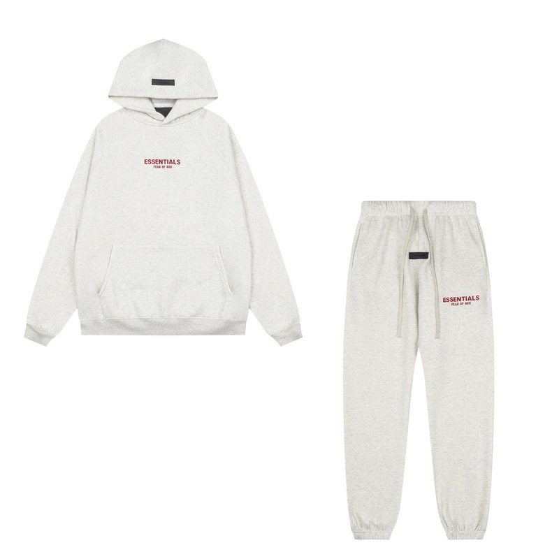 新款FEAR OF GOD ESSENTIALS植绒字母男女休闲宽松加绒连帽卫衣潮