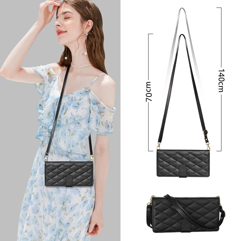 For Samsung S25 Ultra xiangfeng multi-card mobile phone leather case A56/A16 diagonal lanyard protective case S24