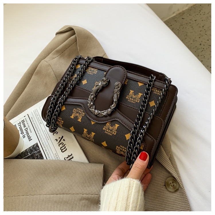 French Niche Bags for Women New Trendy Autumn and Winter Chain Shoulder Crossbody Bag Printed Small Square Bag Retro Style 17 undefined