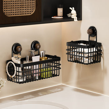 Kitchen Storage Basket Suction Cup Discarded Face Towel Storage Box Bathroom Wall-Mounted Washbasin Hanging Basket Storage Basket