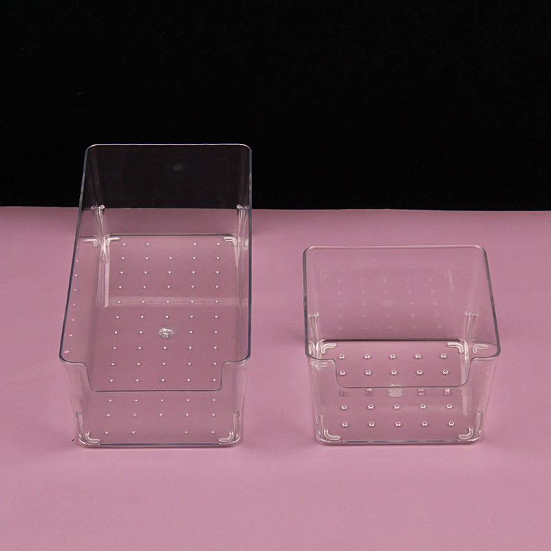 Office Desktop Storage Box Transparent PET Jewelry Box Cosmetic Finishing Basket Small Storage Basket Drawer Classification Box