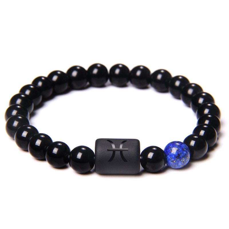 Amazon Cross-Border Hot Selling Stone Bead Bracelet Men's Twelve Constellations Couple's Hand Accessories Foreign Trade Jewelry Wholesale