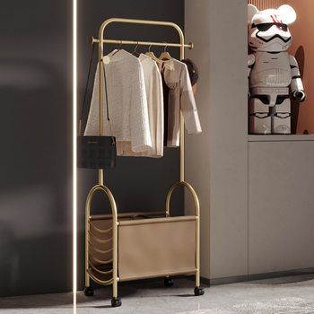 Light Luxury Floor Hanger Bedroom Coat Rack Wheeled Movable Corner Hanger Multi-functional Home Hanger