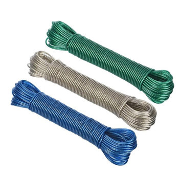 Cross-Border Hot-Selling Plastic-Coated Pvc Steel Wire Rope Portable Amazon Outdoor Thickened Factory Hanging Clothesline Clothes Drying Rope