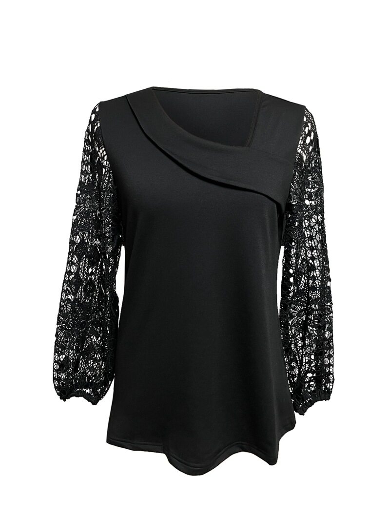 Elegant Hollow Lace Long Sleeve Top for Women Fashionable Design Perfect for Autumn and Winter Wholesale Available