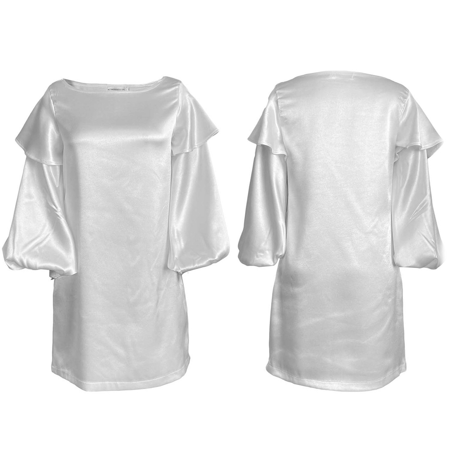 Plus Size Fashion Dress Loose Fit Puff Sleeves Stylish Design Autumn Wear for Moms Wholesale Available