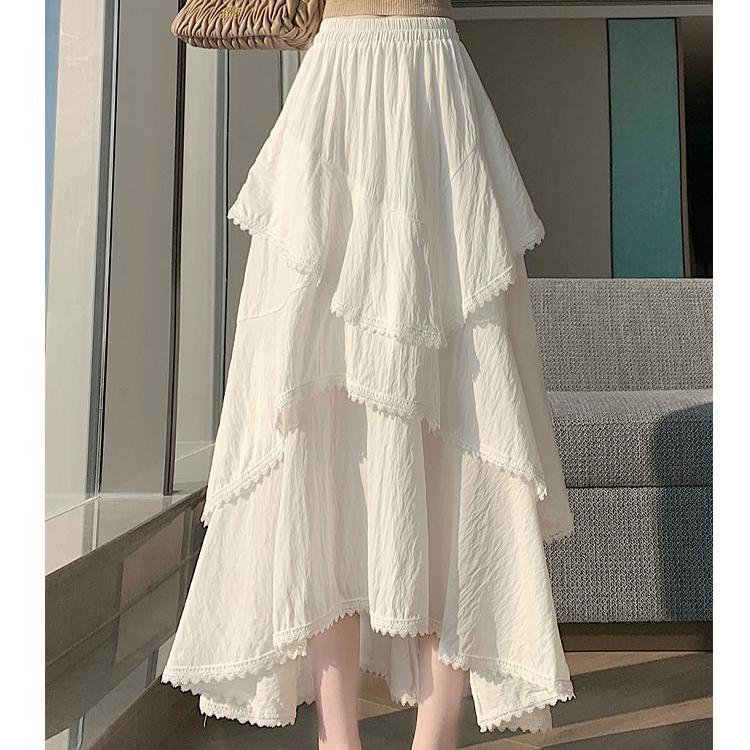 Irregular White Lace Maxi Dress Elegant A Line Silhouette Flowy Design Perfect for Parties Wholesale Available