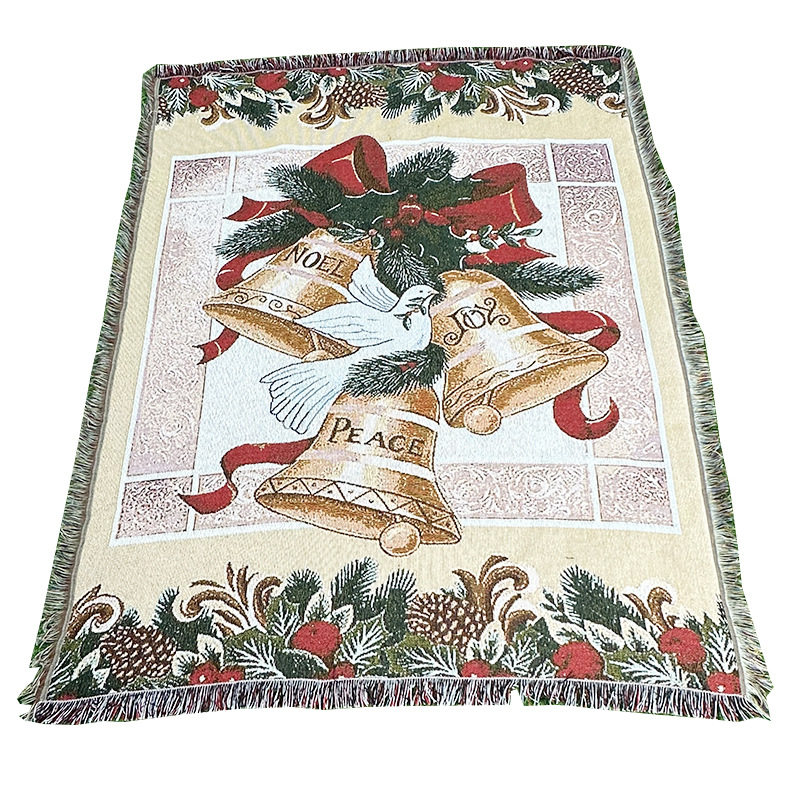 Cross-border Trade Decorative Blanket Jacquard Tapestry Christmas Bell Sofa Blanket Dustproof Full Cover Sofa Blanket