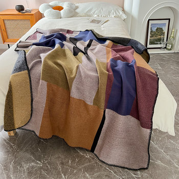 2024 New color plaid leisure blanket Four Seasons universal sofa blanket warm air conditioning blanket bed tail blanket wholesale