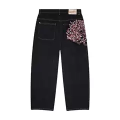 European and American Cross-Border Trendy Brand Derschutze Casual Pants Plum Blossom Embroidered Street Jeans Loose Wide Leg Pants for Men