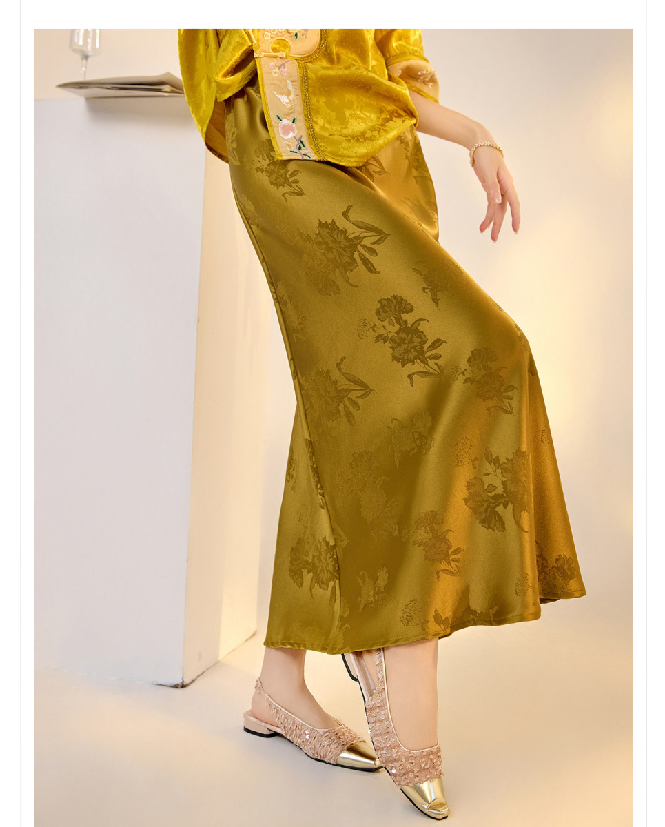 Chân váy nữ dáng dài in hoa thêu nổi bật phong cách thanh lịch — Bột củ sen (giao hàng trong 7 ngày), Bột củ sen (giao hàng trong ngày), Đen Obsidian (Tóc 7 ngày), Gạo Ánh Trăng (Giao hàng trong 7 ngày)