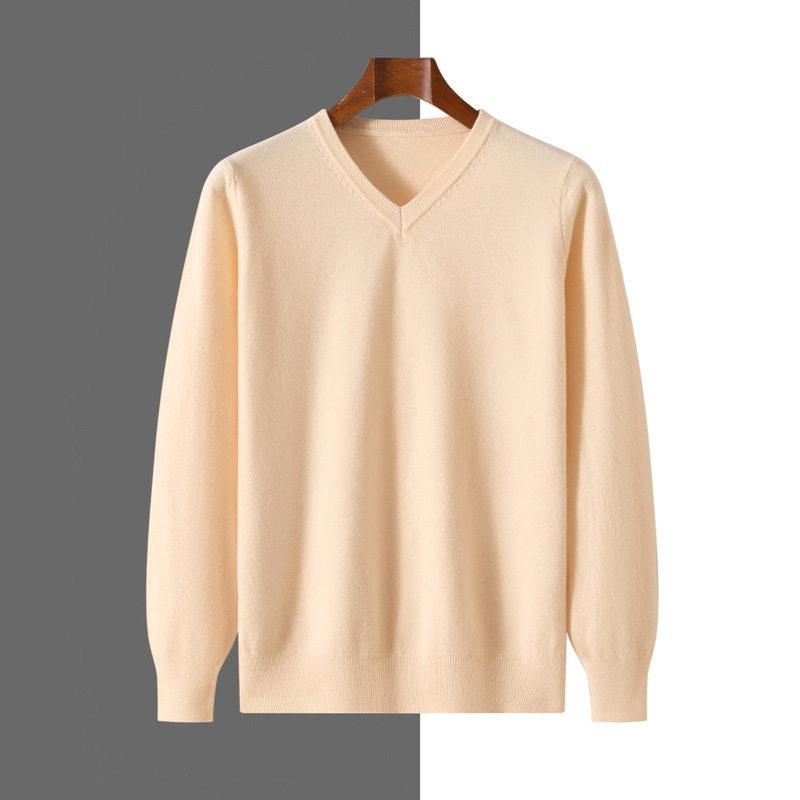 男士羊绒衫v领打底毛衣秋冬套头商务休闲内搭打底针织衫上衣