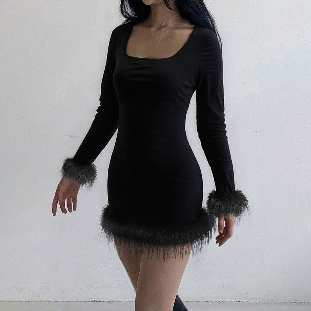 Knit Midi Dress Slim Fit Waist Defining Long Sleeve Soft Cuffs Spring Summer Fashion Wholesale Available