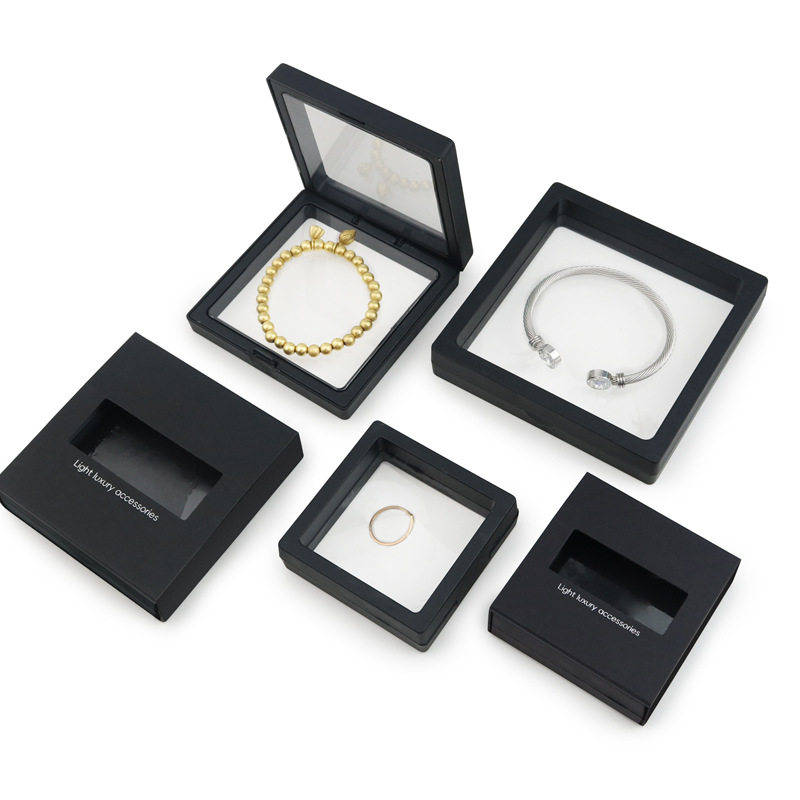 Suspension Box PE Film Ring Earrings Necklace Bracelet Outer Box Finger Cover Transparent Box Wear Armor Jewelry Packaging Box