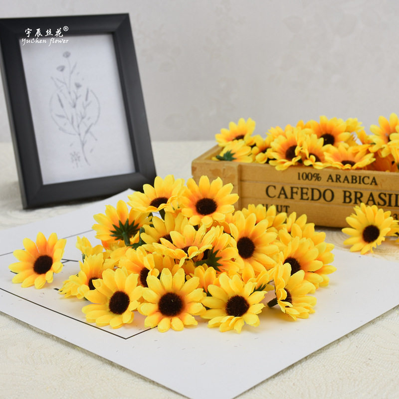 批发DIY仿真花 手工太阳花向日葵 绢花布花菊花向阳花假花花头