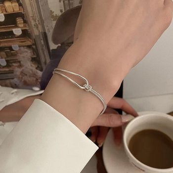 Casual and High-End Knotted Double-Layer Half Bracelet Bracelet for Women Ins Stylish Elegant Niche Versatile Design Hand Jewelry