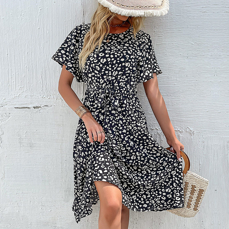 Elegant Leopard Print Maxi Dress Summer Vacation Style Womens Fashion Wholesale Available low MOQ