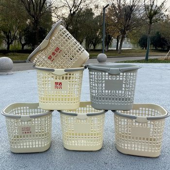 Large Plastic Portable Laundry Basket for Home Storage, Hollow Storage Basket, Customizable with Printing, Breathable Bath Basket for Clothes