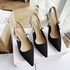 High-Heeled and Flat-Soled Two Types of Pointed-Toe Backless Woven Kitten Heel Sandals with Bow Embroidery and Webbing Design Genuine Leather Women's Shoes