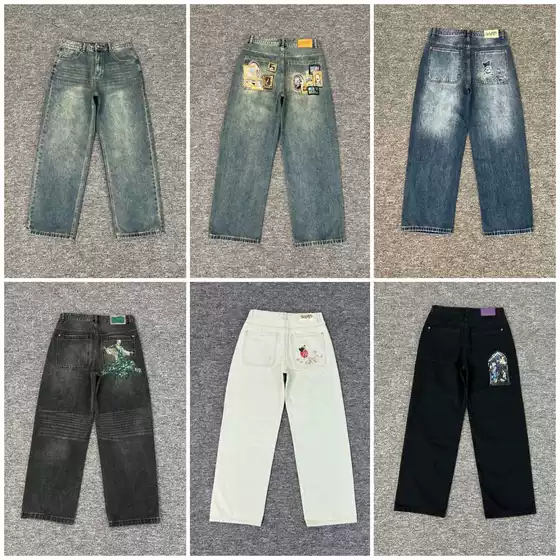 Derschutze Gallery Denim Jeans High Street Embroider Trendyy Casual Fashion Straight Jeans