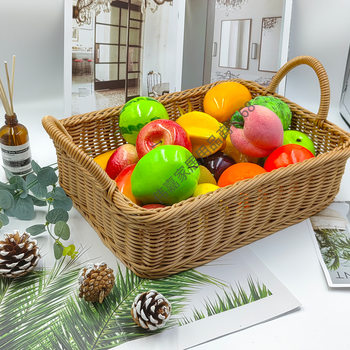 Rattan-like fruit basket rectangular tray bread basket household vegetable basket living room snack plate Hotel B & B guest room