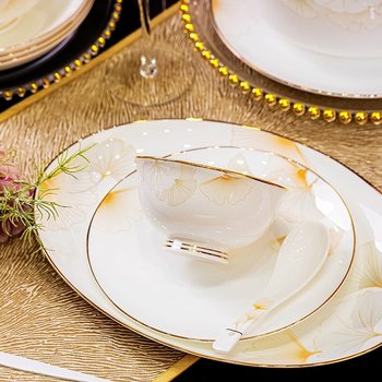 Internet-red Ceramic Dishes and Dishes Free Combination Household Chinese-style Jingdezhen Bone China Tableware Large Bowl Small Bowl Noodle Soup Bowl