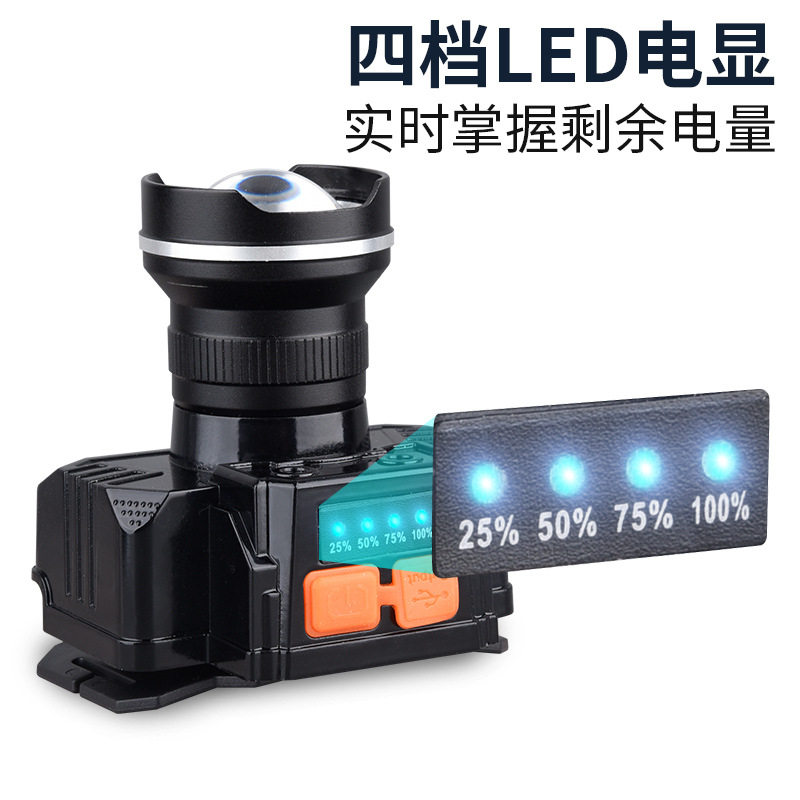 Aluminum Alloy Cross-Border Camera Headlight White Laser 10W Head-Mounted Flashlight Outdoor Fishing Bright Headlight T-27