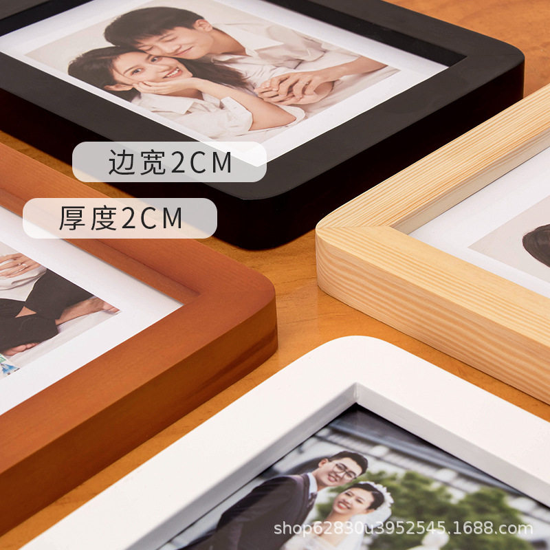 Solid wood rounded photo frame table wholesale creative picture frame wall mounting photo couple children mini photo frame