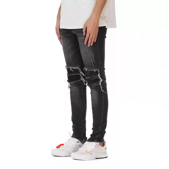 Black Blue High Street Moto Peel Jeans