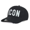 D8327 frayed hat black with white label