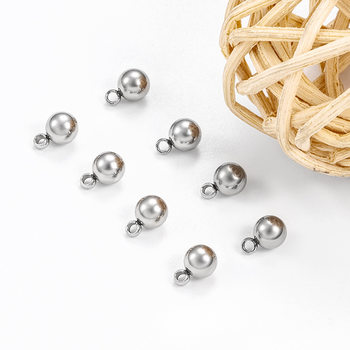 Stainless Steel Hanging Bead Welding Ring Solid Ball Pendant Color-free Round Bead Ball Pendant DIY Jewelry Accessories