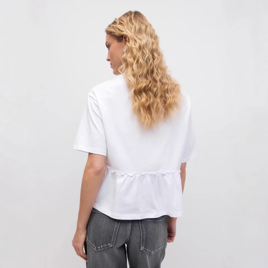 Cotton Pleated T Shirt Soft Loose Fit Round Neck Casual Everyday Wear Wholesale Available fast shipping