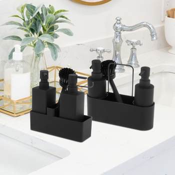 Cross-border wholesale household soap dispenser 4 in 1 function dishwashing liquid bottle dishwashing brush sponge kitchen storage finishing tool