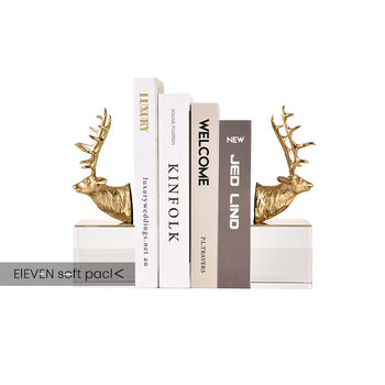 Scandinavian Crystal Glass Bookend Fulu Sika Deer Head Book by Bookends Ornaments Office Home Wine Cabinet Decorations