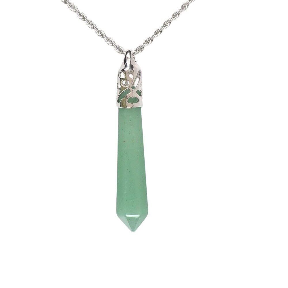 European and American Jewelry Wholesale Natural Stone Crystal Agate Necklace Amethyst Hexagonal Column Pendant Single Pointed Crystal Column Necklace