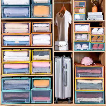 Underwear Quilt Cover Clothes Blanket Plastic Wardrobe Transparent Drawer Type Storage Box Household Storage Thickened Storage Box