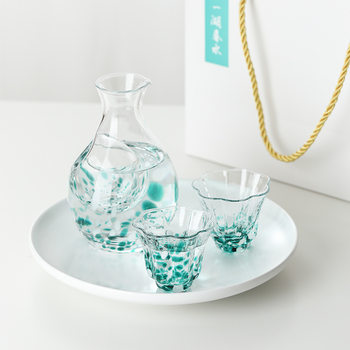Japanese Style Color Point One Pot Two Glasses Sake Gift Set Wedding Birthday Gift Wine Set Crystal Glass Household Set