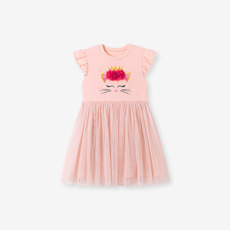 Kids' Dress Wholesale, [Style] Girls' Tulle Dress, Cute Cat Kids' Dress