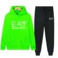 Fluorescent green + black pants + white label