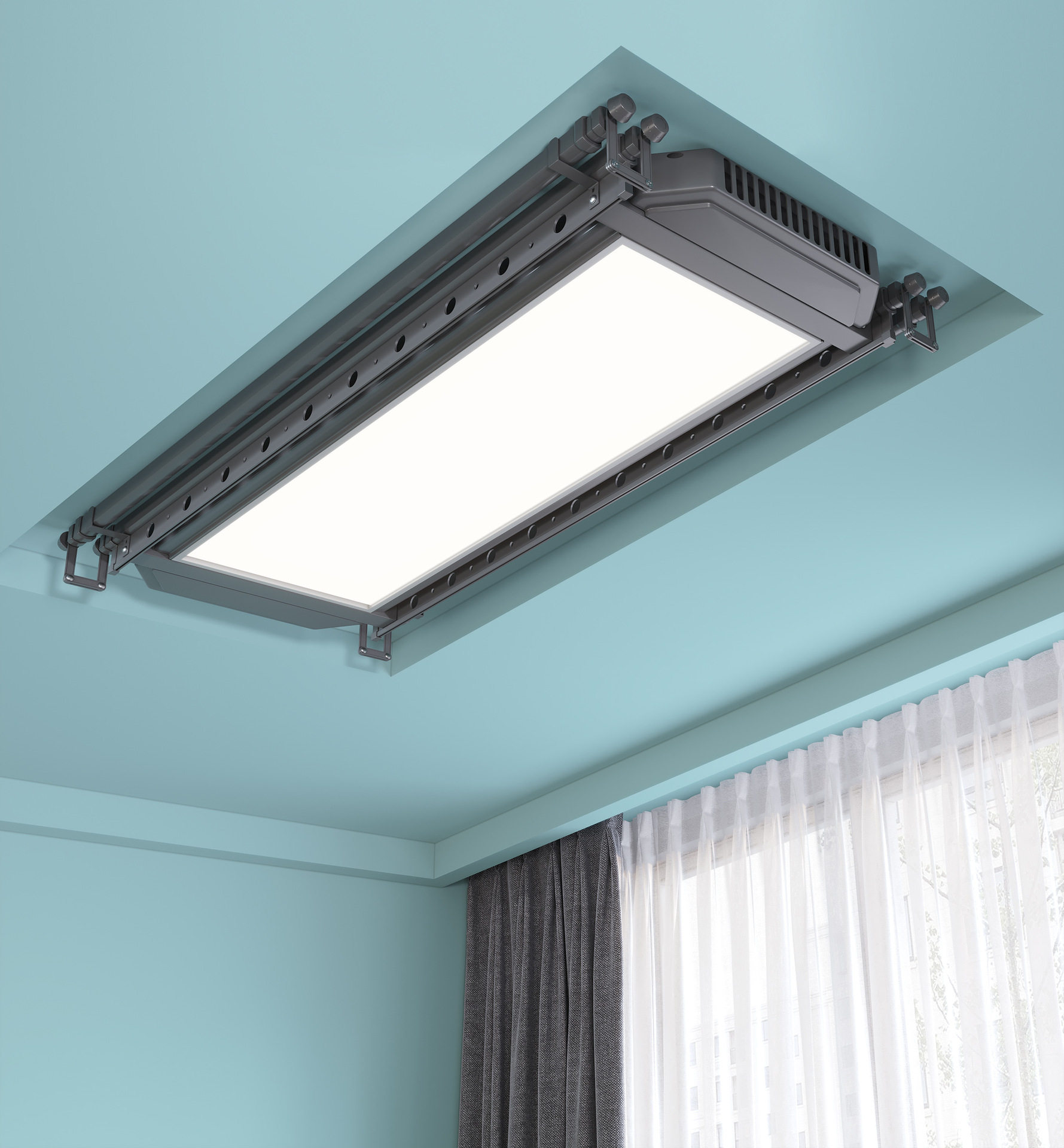 Embedded Hidden Electric Clothes Drying Rack, Full-Screen Lighting, Fully Automatic Drying Clothes Dryer, Balcony Smart Drying Machine E18