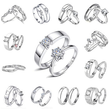 Couple ring Korean version of simple ring simulation diamond ring opening zircon classic ring couple wedding ring a generation of hair