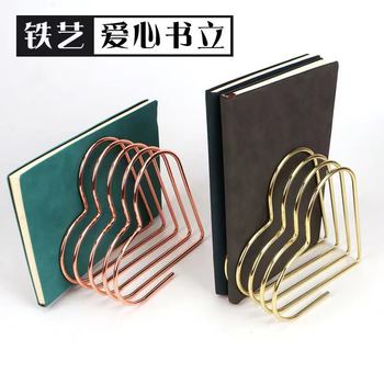 Retractable Love Book Stand ins Wind Metal Spring Small Bookshelf Creative Desktop Small Magazine Storage Rack Wholesale